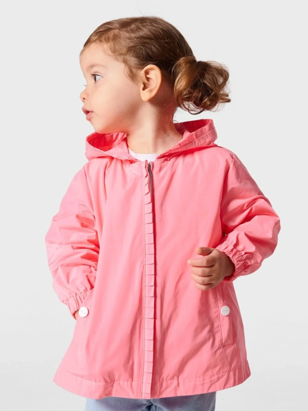 NWOT Jacadi Paris Pink Ruffle Rain & Wind Jacket